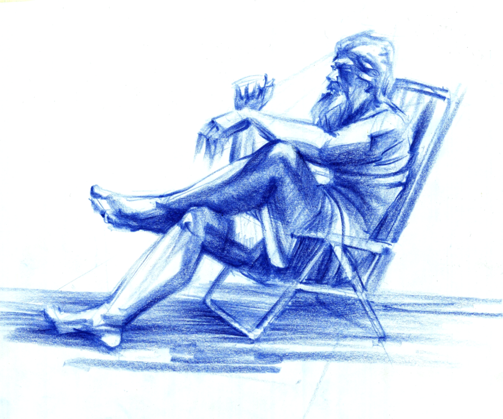 Rysunek siedzącego mężczyzny